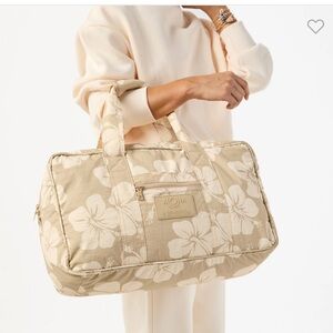 ALOHA Collection Tan Floral biscuit keep it light Travel duffel Bag
